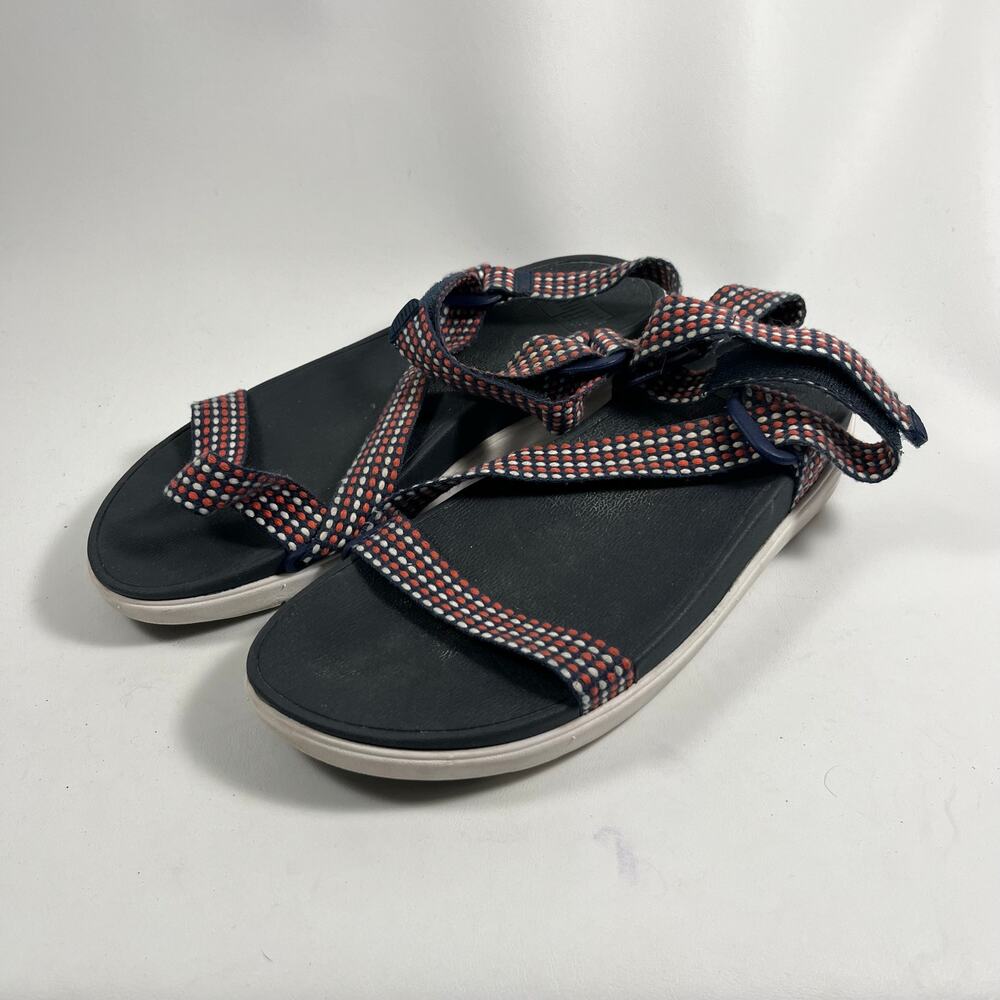 Fitflop Z Strap Sandals 9 Comfort Casual Blue Red Summer Classic Beach